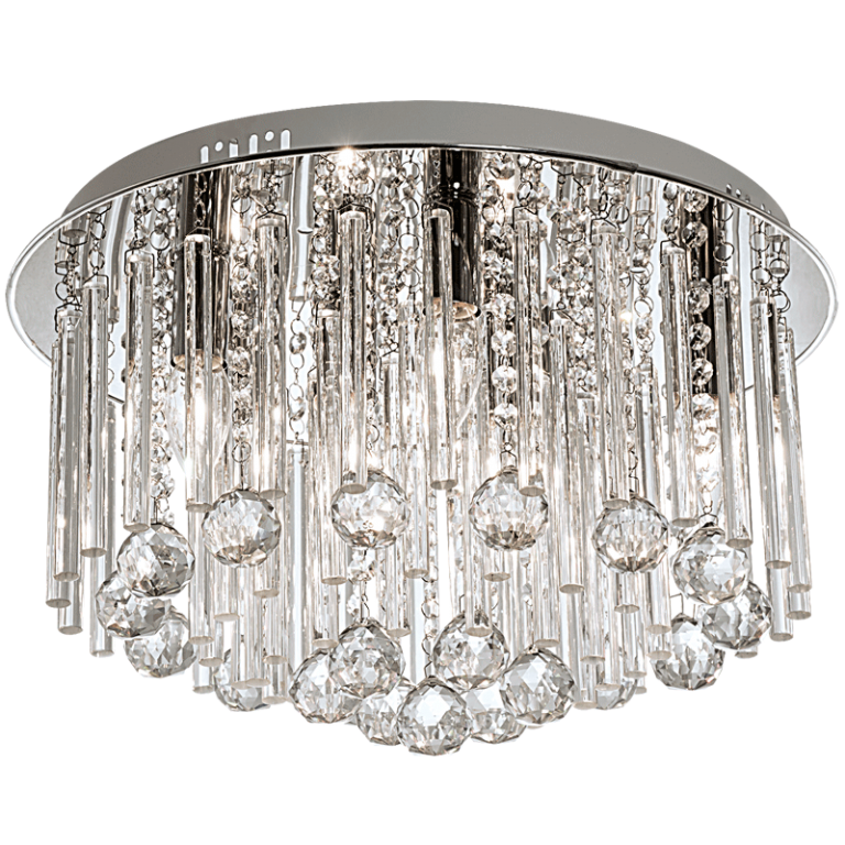 Polished Chrome Ceiling Fitting with Glass and Crystals - Future Light - LED Lights South Africa