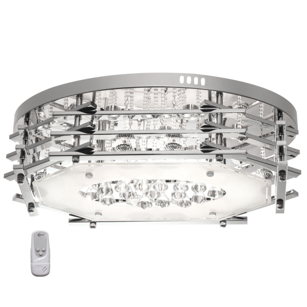 Polished Chrome LED Ceiling Fitting with Glass and Crystals - Future Light - LED Lights South Africa