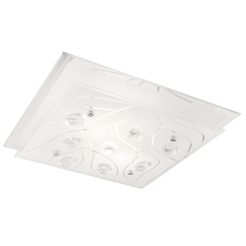 Polished Chrome Ceiling Fitting with Frosted Glass and Crystals - Future Light - LED Lights South Africa
