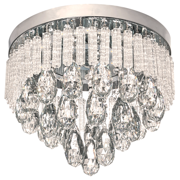 21W Stainless Steel LED Ceiling Fitting with Glass and Crystals - Future Light - LED Lights South Africa