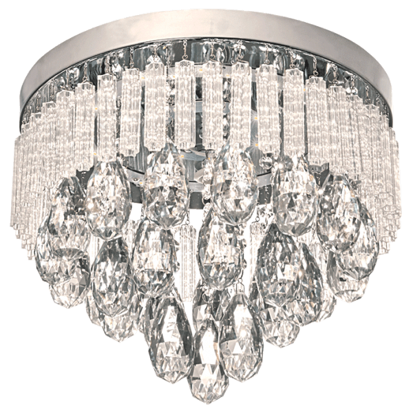 21W Stainless Steel LED Ceiling Fitting with Glass and Crystals - Future Light - LED Lights South Africa
