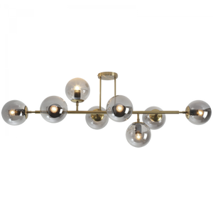 8 Light Satin Gold Metal Ceiling Light with Smoke Colour Glass - Future Light - LED Lights South Africa