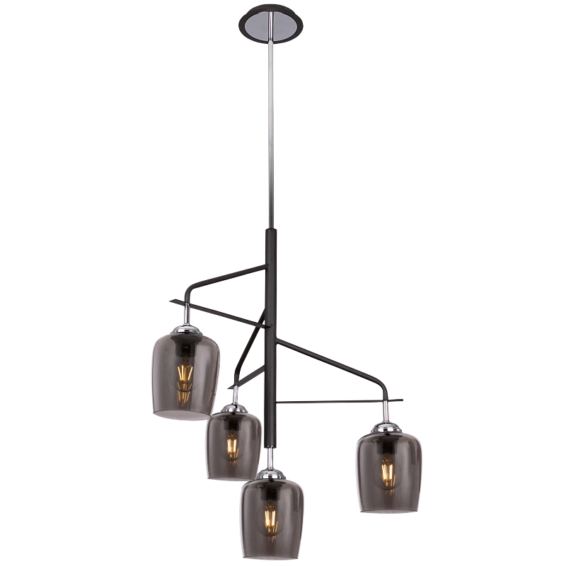 Polished Chrome Chandelier with Metal and Smoke Colour Glass - Future Light - LED Lights South Africa