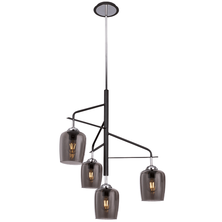 Polished Chrome Chandelier with Metal and Smoke Colour Glass - Future Light - LED Lights South Africa