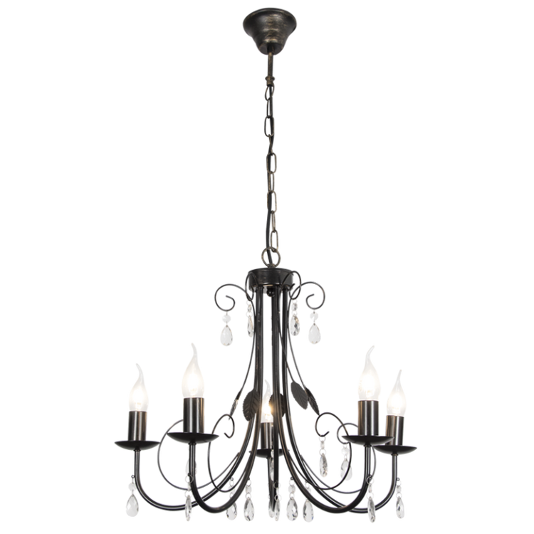 5 Light Metal Chandelier with Clear Acrylic Crystals - Future Light - LED Lights South Africa
