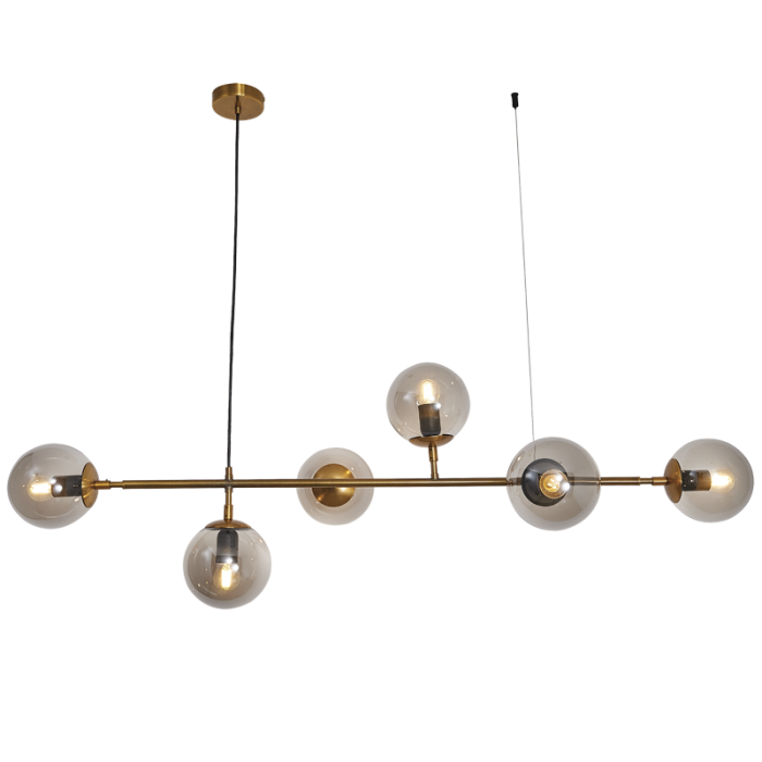 Satin Gold Chandelier with Smoke Colour Glass - Future Light - LED Lights South Africa