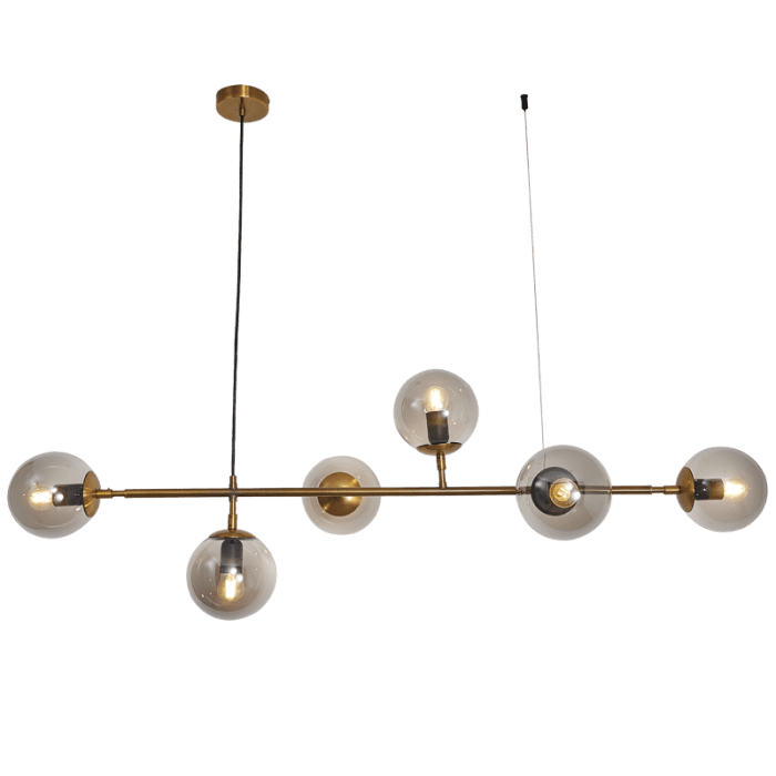 Satin Gold Chandelier with Smoke Colour Glass - Future Light - LED Lights South Africa