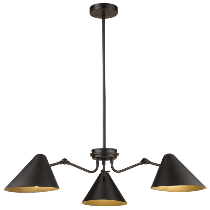 3 Light Black Metal Chandelier