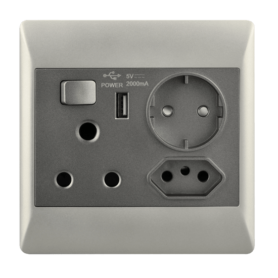 Modern light switches and plugs with a sleek aesthetic finish