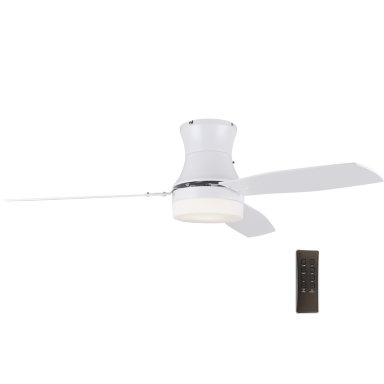 White Steel and Glass Ceiling Fan - Flush Mount Only - Future Light - LED Lights South Africa