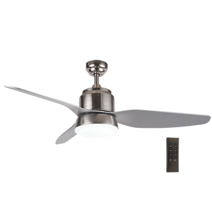 Satin Chrome, Steel and Glass Ceiling Fan - Future Light - LED Lights South Africa