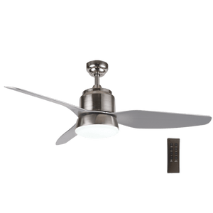Satin Chrome, Steel and Glass Ceiling Fan - Future Light - LED Lights South Africa
