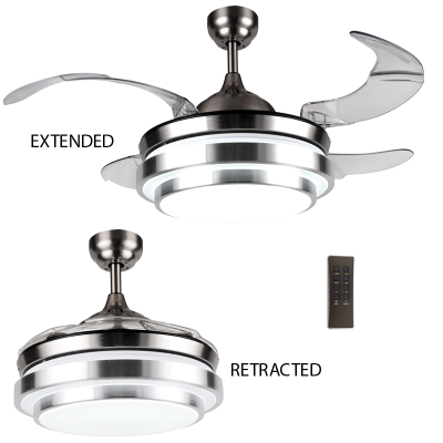 Satin Chrome, Steel and Acrylic LED Ceiling Fan - Future Light - LED Lights South Africa