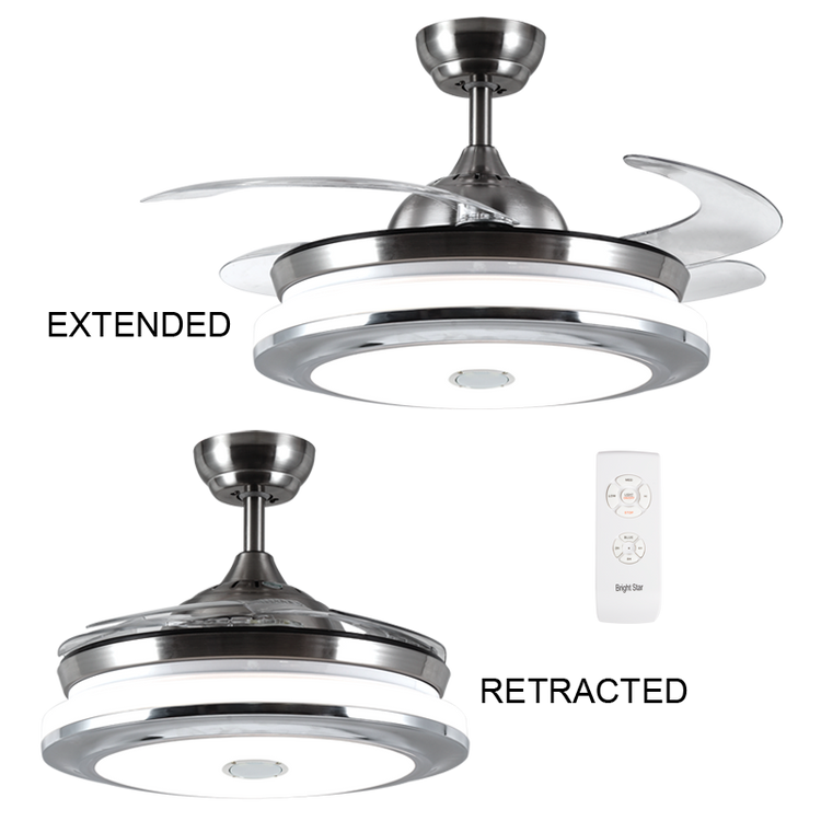 Satin Metal LED Ceiling Fan with 4 Retractable ABS Blades - Future Light - LED Lights South Africa