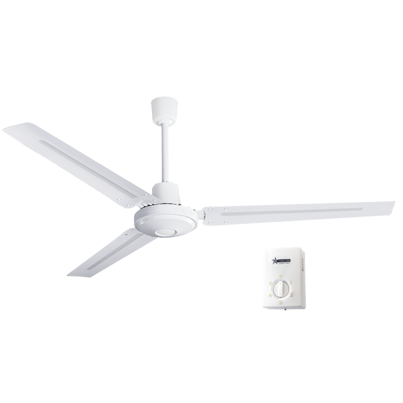 Ceiling Fan - 3 Blade Industrial Metal Fan with Metal Blades