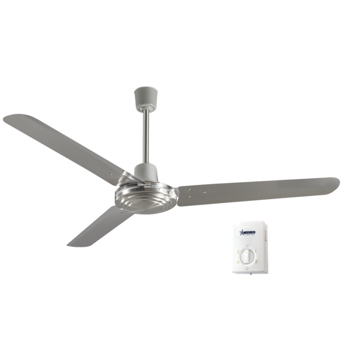Ceiling Fan - 3 Blade Industrial Stainless Steel Blades - Future Light - LED Lights South Africa