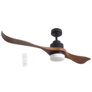 LED Ceiling Fan - 2 Blade Matt Black Body / Wood Finish Blades - Future Light - LED Lights South Africa