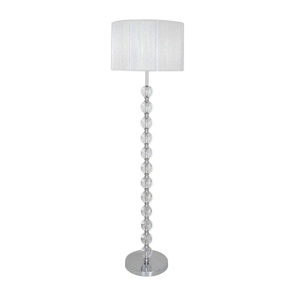 Satin Chrome Floor Lamp with White Shade - Future Light - LED Lights South Africa