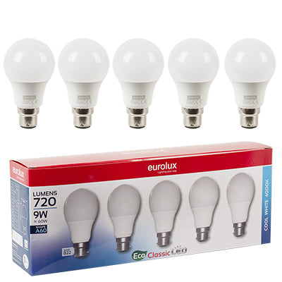 LED Bulb - 9W A60 4000K 5 Pack (B22 & E27) - Future Light - LED Lights South Africa