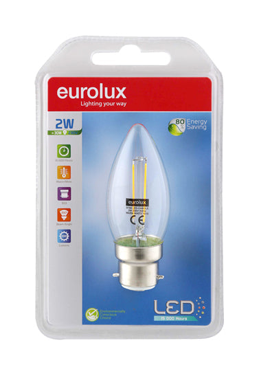 LED Candle Bulb - 2W Filament  - E14 / E27 / B22 / B15 - Future Light - LED Lights South Africa