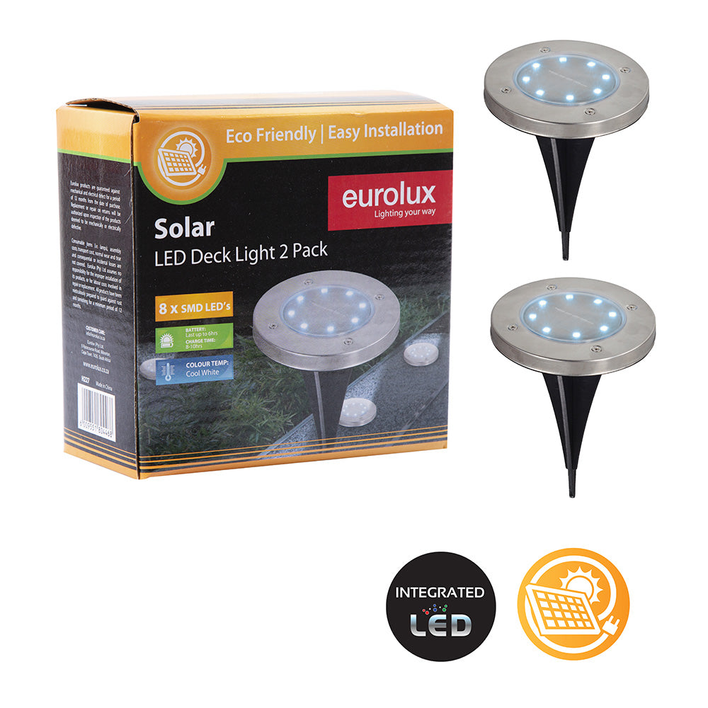 Solar Stainless Steel Deck Light - 2 Pack - Future Light - LED Lights South Africa