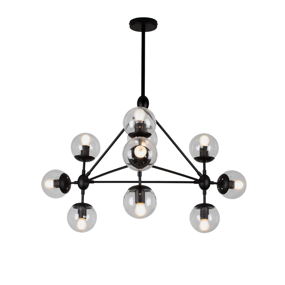 Minsk Pendant 10 Light Black with Clear Glass P933CL - Future Light - LED Lights South Africa