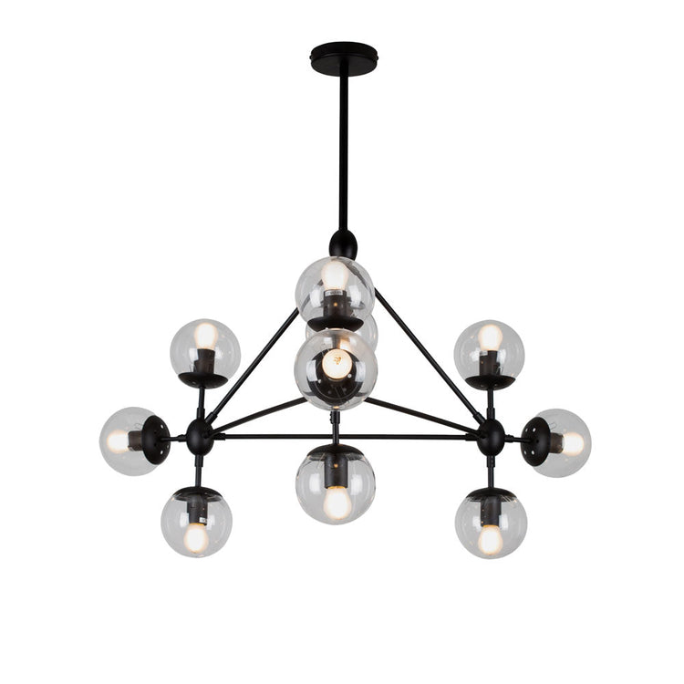 Minsk Pendant 10 Light Black with Clear Glass P933CL - Future Light - LED Lights South Africa