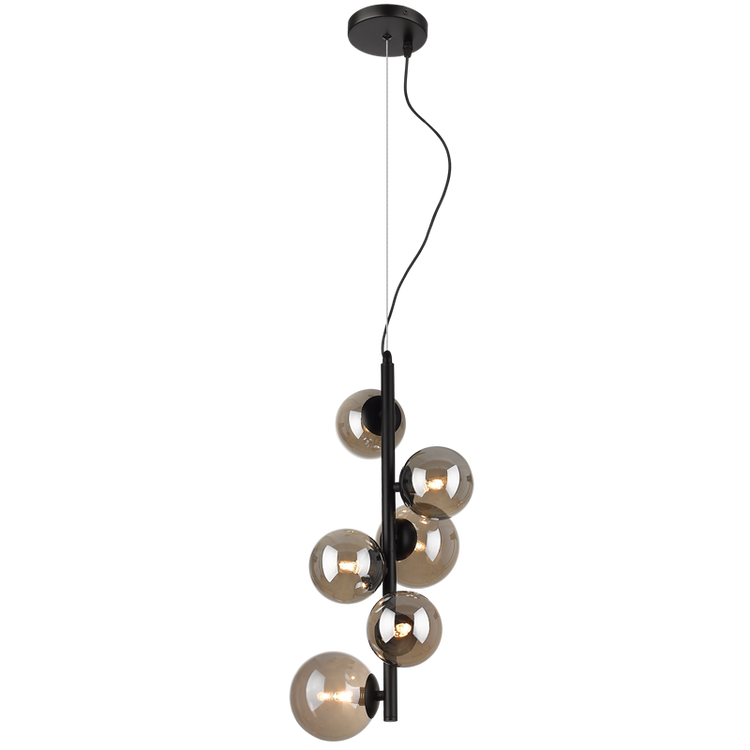 Metal Pendant with Smoke Colour Glass - PEN470/6 - Future Light - LED Lights South Africa