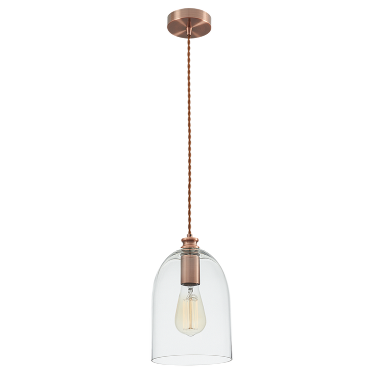 Bronze Pendant, Red Cord & Clear Glass - Future Light - LED Lights South Africa