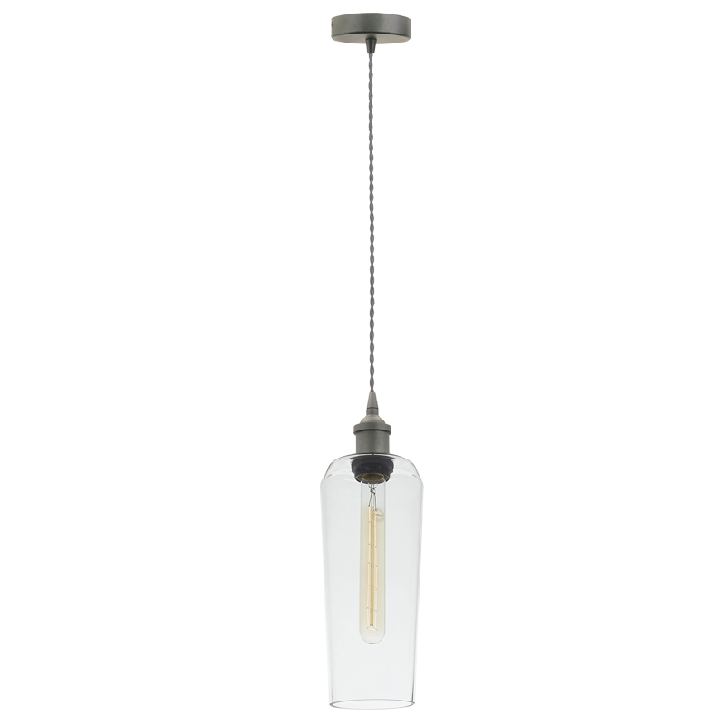 Matt Nickel Cord Pendant with Clear Glass - Future Light - LED Lights South Africa