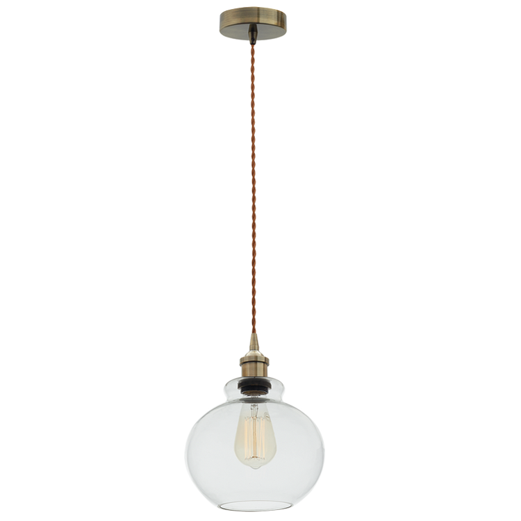 Antique Bronze Cord Pendant with Clear Glass - Future Light - LED Lights South Africa