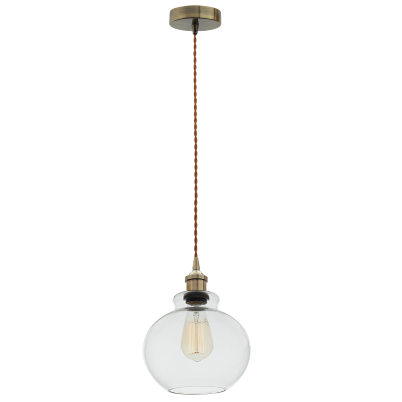 Antique Bronze Cord Pendant with Clear Glass - Future Light - LED Lights South Africa
