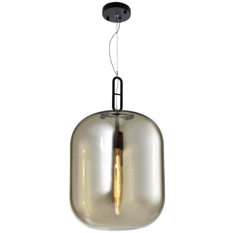 Metal Pendant with Cognac Colour Glass - Future Light - LED Lights South Africa