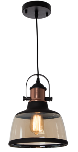 Metal Pendant with Cognac Colour Glass - Future Light - LED Lights South Africa