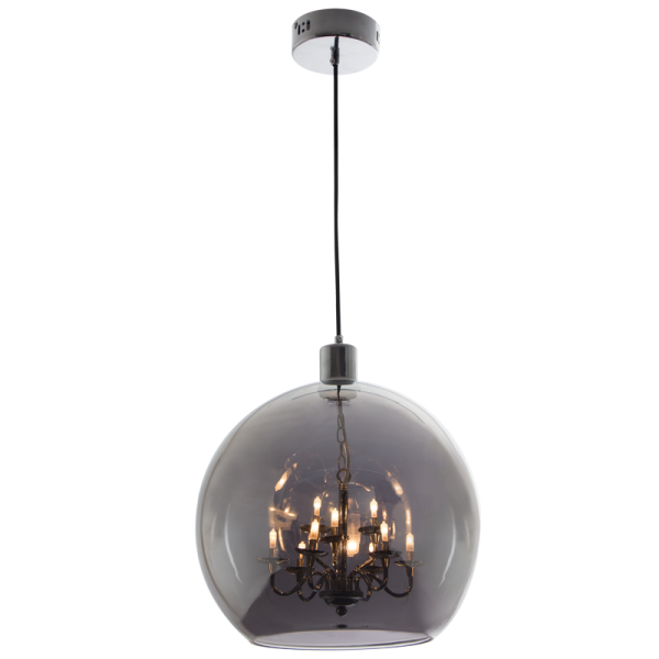 Polished Chrome Pendant with Smoke Colour Glass and Small Inner Chrome Chandelier PEN624 - Future Light - LED Lights South Africa