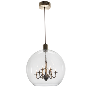 Satin Brass Pendant with Clear Glass and Small Inner Satin Brass Chandelier PEN625 - Future Light - LED Lights South Africa