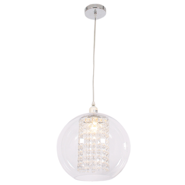 Polished Chrome Pendant with Clear Acrylic Cover and Acrylic Crystals - Future Light - LED Lights South Africa