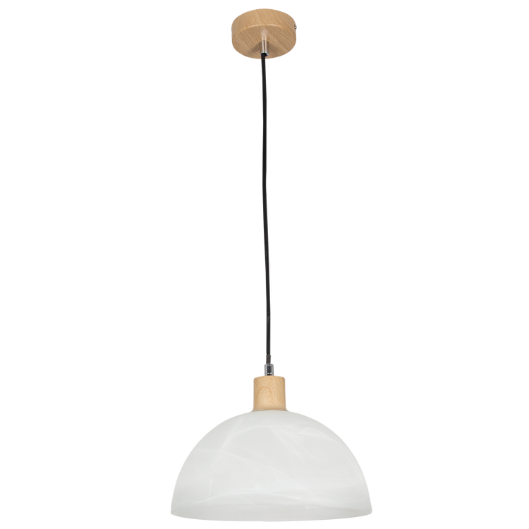 Metal Cord Pendant with Wood Finish & Alabaster Glass - Future Light - LED Lights South Africa