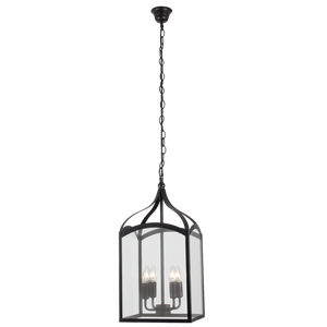 Metal Pendant with 4 Panels of Clear Glass PEN714 - Future Light - LED Lights South Africa