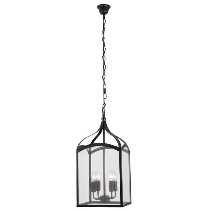 Metal Pendant with 4 Panels of Clear Glass PEN714 - Future Light - LED Lights South Africa