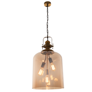 Satin Brass Pendant with Amber Glass - Future Light - LED Lights South Africa