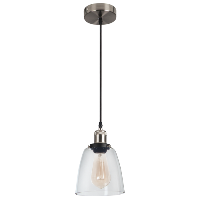 Satin Chrome Pendant with Clear Glass PEN921 - Future Light - LED Lights South Africa