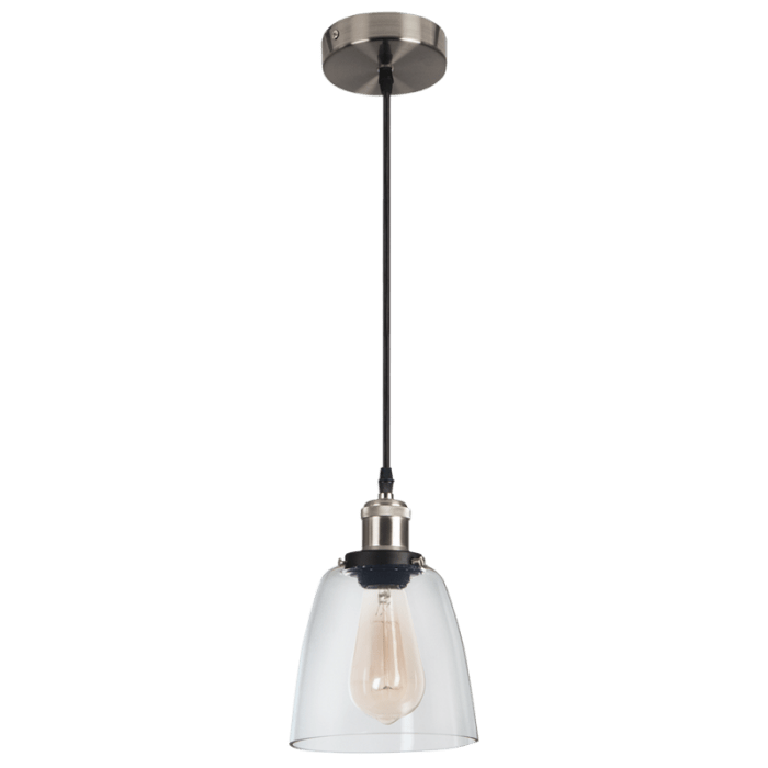 Satin Chrome Pendant Light - Clear Glass PEN921