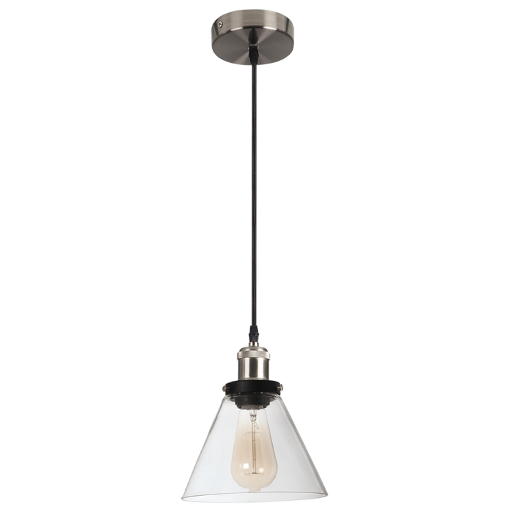 Satin Chrome Pendant with Clear Glass - Future Light - LED Lights South Africa