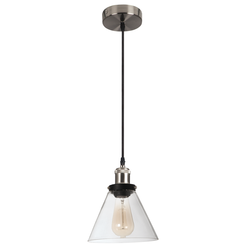 Satin Chrome Pendant with Clear Glass - Future Light - LED Lights South Africa