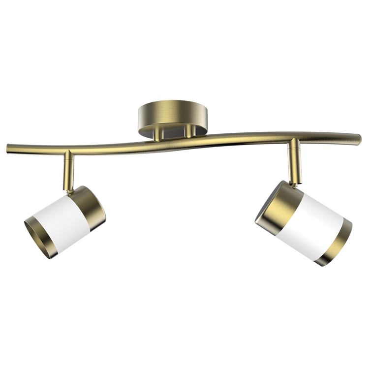 Bazley Brass & White 2 Light Ceiling Spotlight - Future Light - LED Lights South Africa