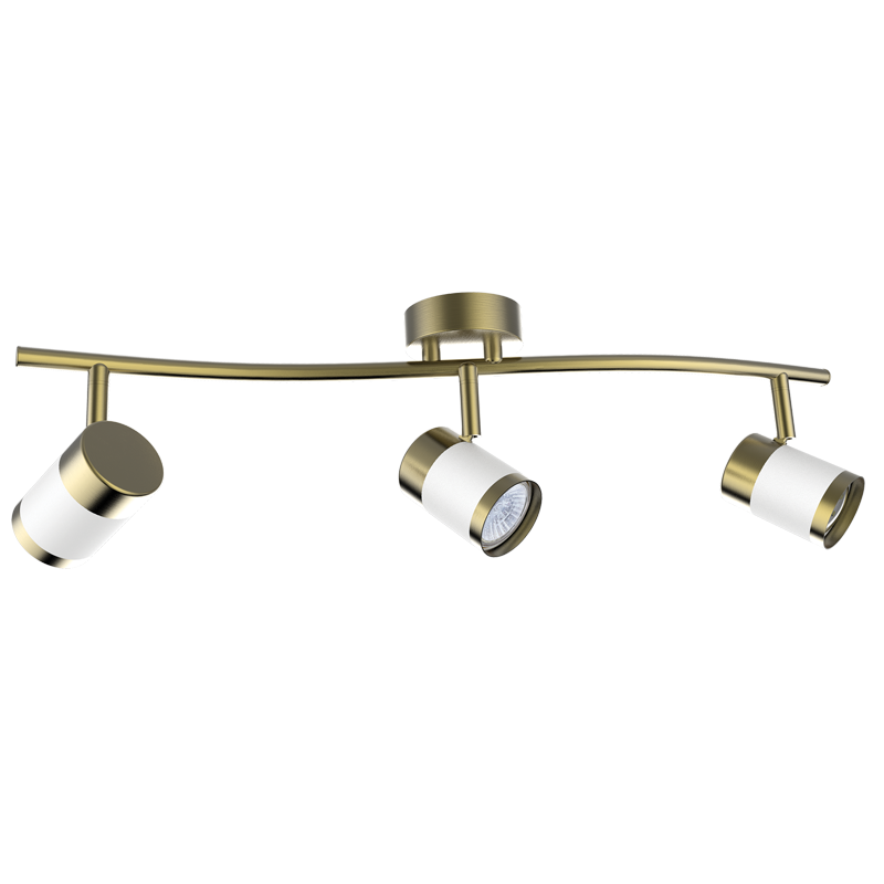 Bazley Brass & White 3 Light Ceiling Spotlight - Future Light - LED Lights South Africa