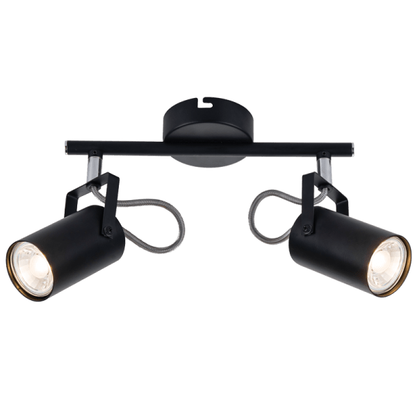 2 Light Black Metal and Polished Chrome Spotlight - Future Light - LED Lights South Africa