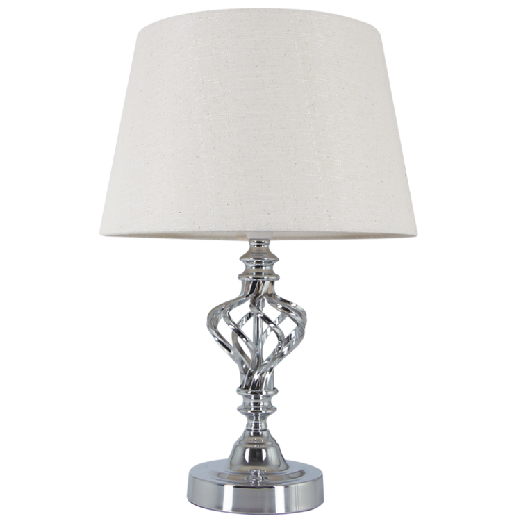 Polished Chrome Table Lamp With Cream Fabric Shade - Future Light - LED Lights South Africa