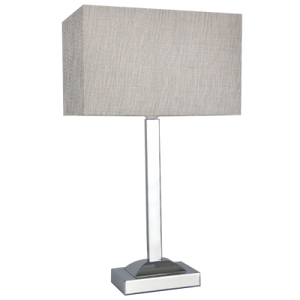 Polished Chrome Table Lamp with Champagne Fabric Shade - Future Light - LED Lights South Africa